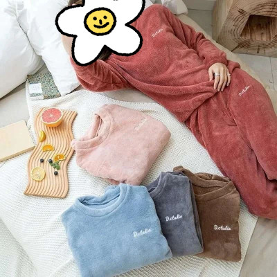 بلوز شلوار دخترانه زنانه جنس دورو پولیشی گرم نرم پتویی در5 رنگ