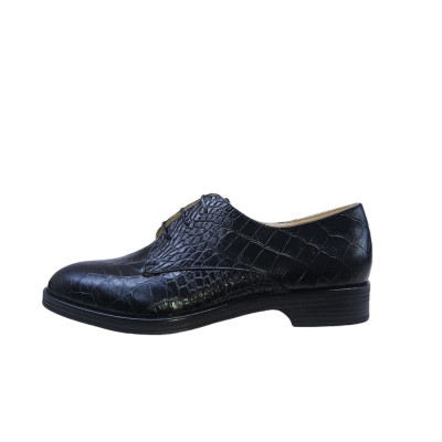 کفش تخت زنانه مدل کوکو بنددار چرم طبیعی رنگ مشکی