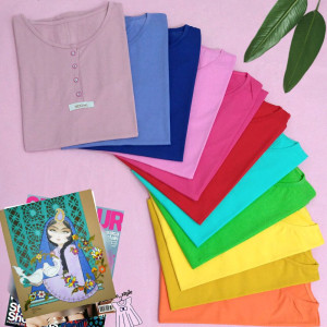 تیشرت نخ پنبه ساده قواره دار-109686