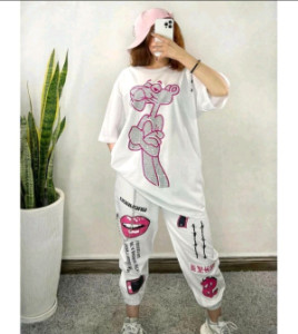 ست تیشرت شلوار گنگ بالا دخترانه