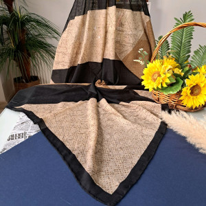 روسری زنانه مشکی کرم نخ گارزا