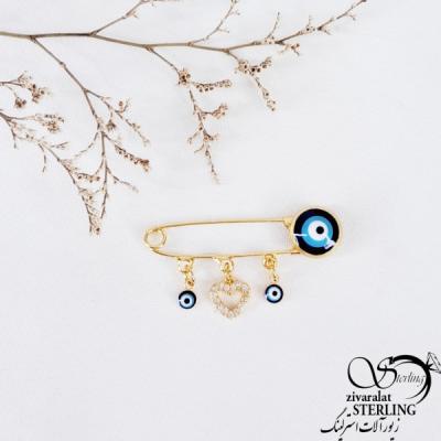 سنجاق سینه ysx آویز قلب چشم نظر کد 11699