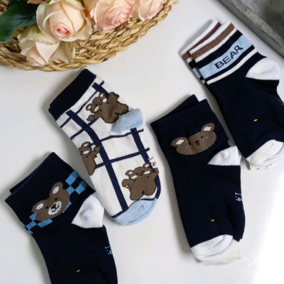 جوراب بچگانه تدی تم سورمه ای