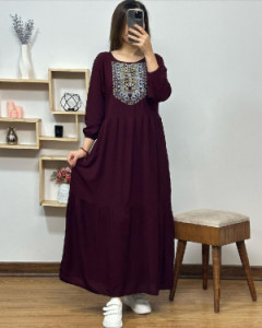 پیراهن کمربند دار نخی زنانه