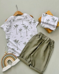 ست تیشرت و شلوارک طرح نخل