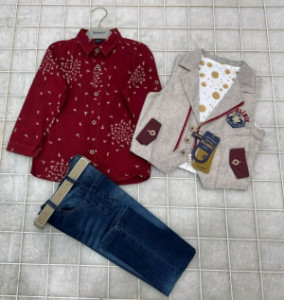 ست سه تکه پسرانه بلوز شلوار ژیله ترک مناسب 1 تا 4 سال