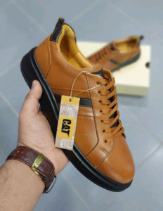 کفش اسپرت عسلی چرم مردانه کت-156266