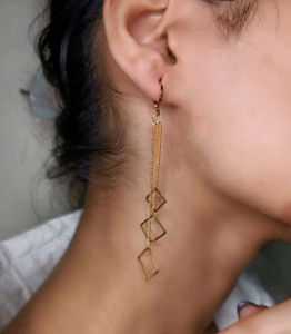 گوشواره آویز لوزی برند ysx رنگ ثابت ارسال رایگان