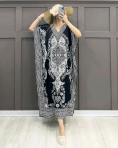 پیراهن زنانه نخی نخی پارچه ترک مدل ساحلی بلند-114535