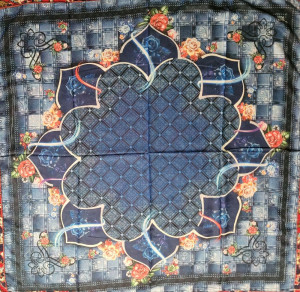 روسری دور دستدوز قواره 120 برند سوئیس گالری رنگ آبی-118966