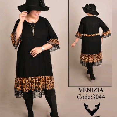 پیراهن سرآستین تور سایز بزرگ مدل 3044