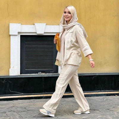 مانتو شلوار زنانه لنین مدل ست مانتو شلوار سودا-132933