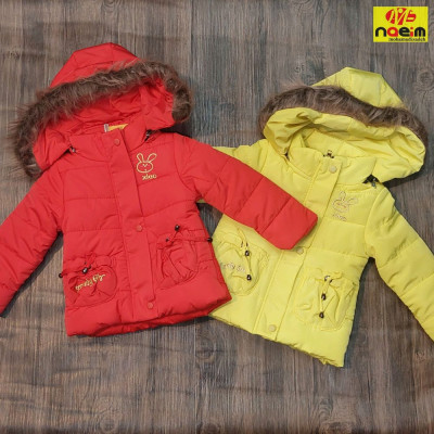 کاپشن بارانی تو خز کلاه دار دخترانه تک سایز 40 سنین 2 تا 3