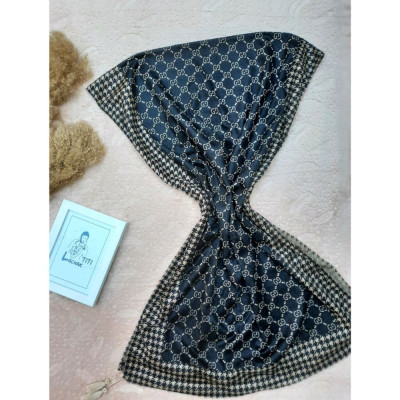 شال موهر مشکی نسکافه ای پاییزه و زمستانه طرح گوچی،شال گوچی-128914