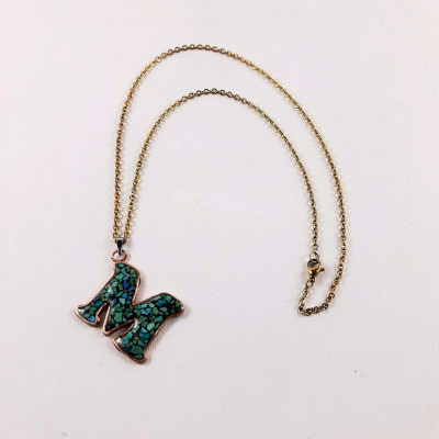 گردنبند فیروزه کوبی حرف لاتین M