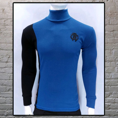 بلوز یقه اسکی طرح پرچمی رنگ آبی