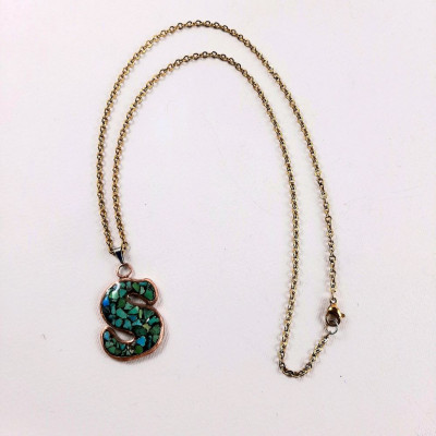 گردنبند فیروزه کوبی حرف S