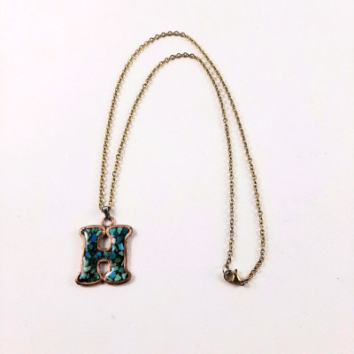 گردنبند فیروزه کوبی حرف H