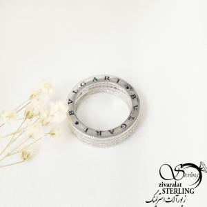 حلقه نقره دورنگینbvlgari کد 6945