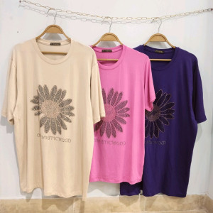 تیشرت سایز بزرگ نگین دار زنانه و دخترانه-107999