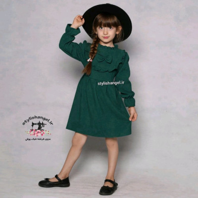 پیراهن یلدایی مخمل کبریتی رنگ سبز و قرمز