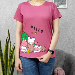 تیشرت نخ پنبه زنانه طرح HELLO-137509