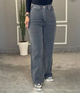 شلوار جین پشت ک‌ش زنانه خاکستری قد105تا108