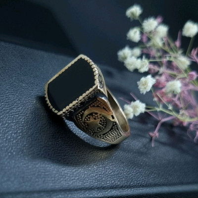 انگشتر مردانه طلاروس سیاه قلم-130779