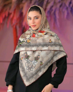 روسری قواره 120 (120 تا 125) دور دستدوز خنک و شیک (لیز نیست)-158290