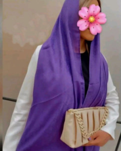 شال گوچی ساده بنفش نخ ابریشم دور دست دوز