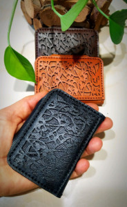 کیف کارت یا جاکارتی چرم طبیعی طرح اسلیمی