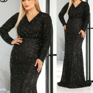 پیراهن مهمانی زنانه گیپور مدل ماکسی مزون دوز سیبل