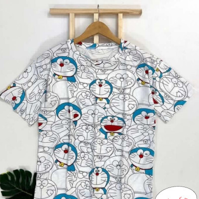 تیشرت زنانه الیاف طبیعی تمام چاپ فری سایز