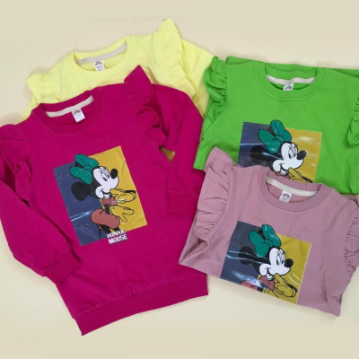 بلوز دخترانه آستین چیندار مینی موس سایز 50 و 55-131411