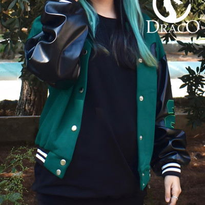 بامبر جکت بیسبالی سبز