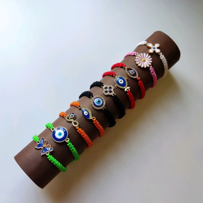دستبند بافت دخترانه طرح چشم نظر